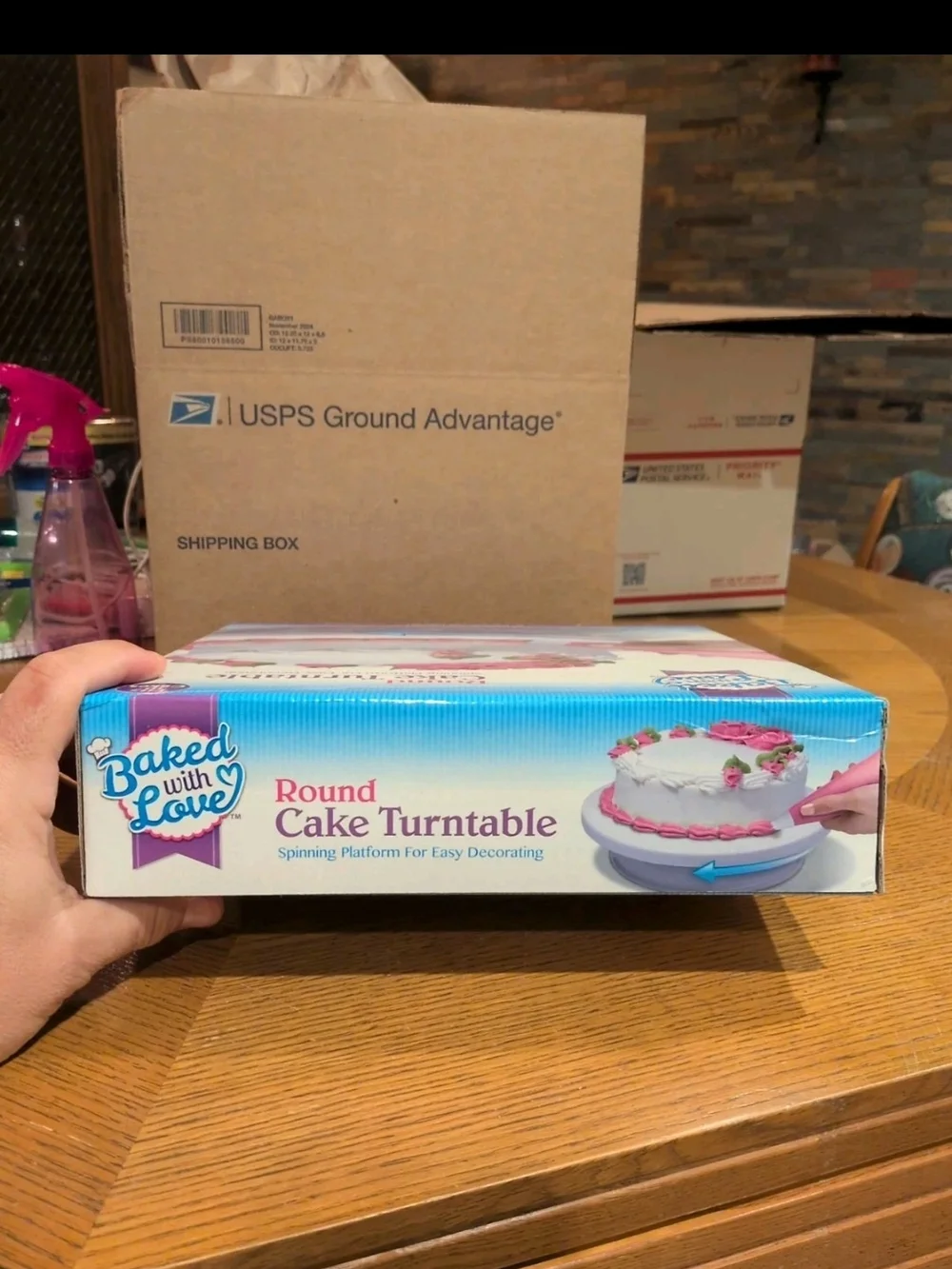 Pink Round Cake Turntable - Spinning Decorating Platform